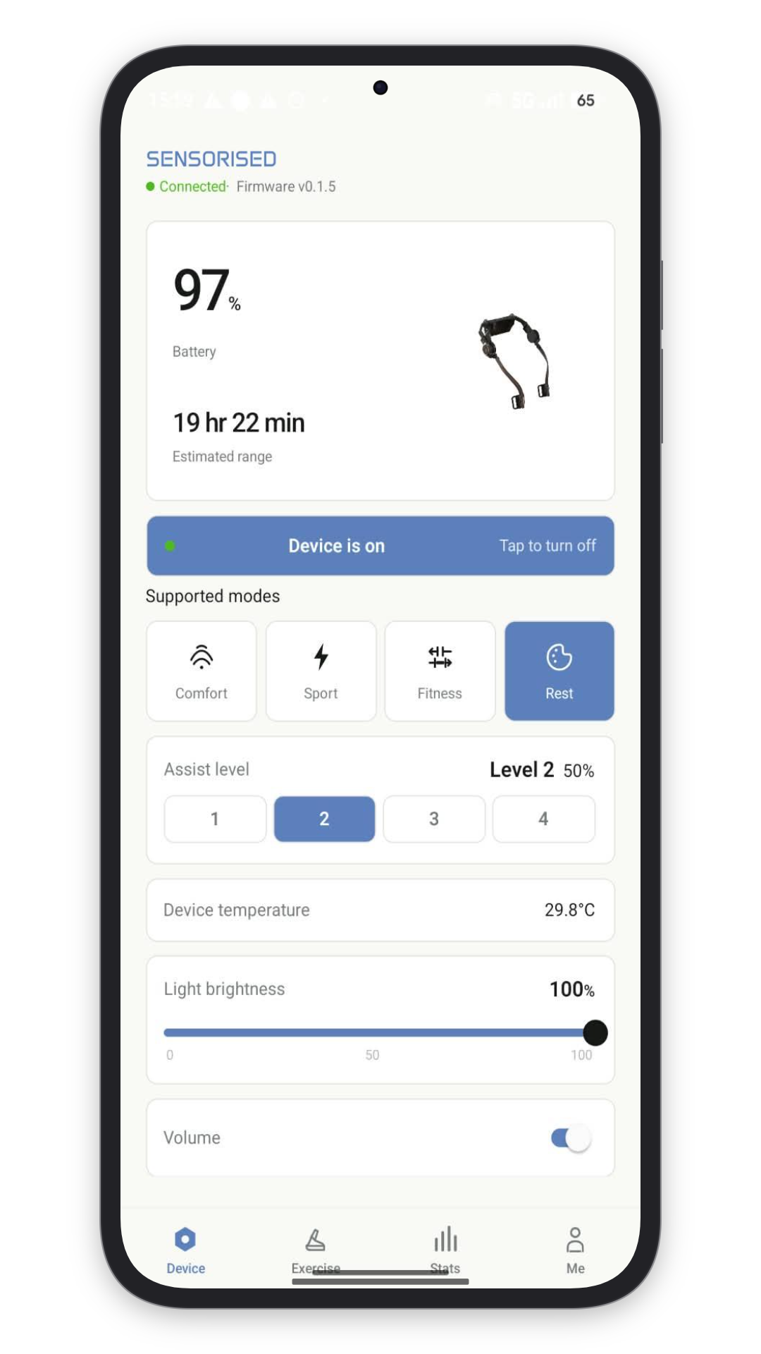 Android aplikacija za kontrolu egzoskeleta